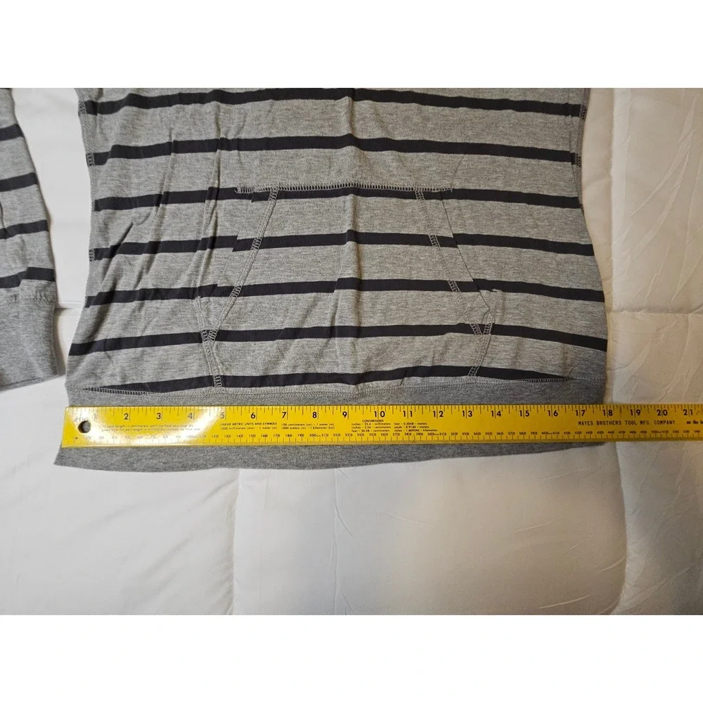 Nike Athletic Dept Striped Hoodie Grey Yellow Navy Cotton Pullover Women 